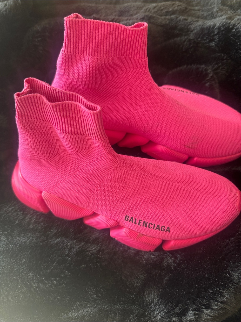 Balenciaga Hot Pink Stretch-Knit Sock Sneakers